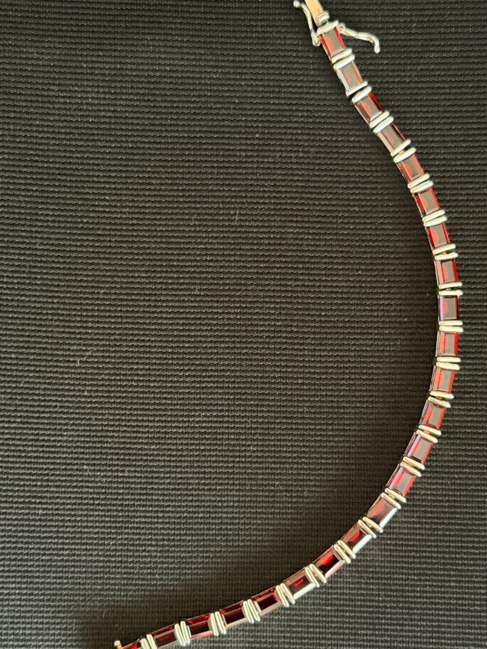 925 Silver Tennis Bracelet with Garnet Stones